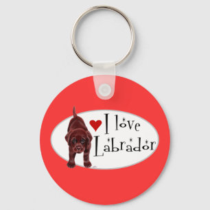 Chocolate Labrador Puppy Key Ring