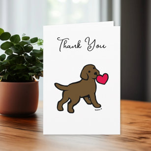 Chocolate Labrador Puppy with a Heart Thank You Card
