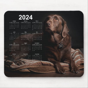 Chocolate Labrador Retriever 2024 Calendar Mouse Mat