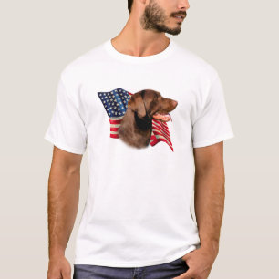 Chocolate Labrador Retriever American Flag T-Shirt