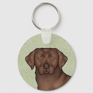 Chocolate Labrador Retriever Art Cute Lab Green Key Ring