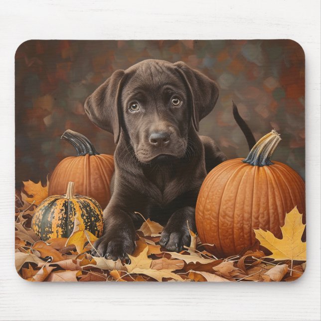 Chocolate Labrador Retriever Autumn Mouse Mat (Front)