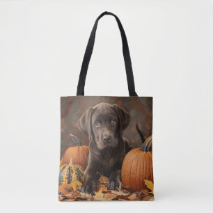 Chocolate Labrador Retriever Autumn Tote Bag