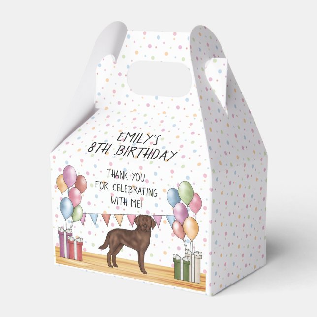 Chocolate Labrador Retriever Birthday Thank You Favour Box (Front Side)