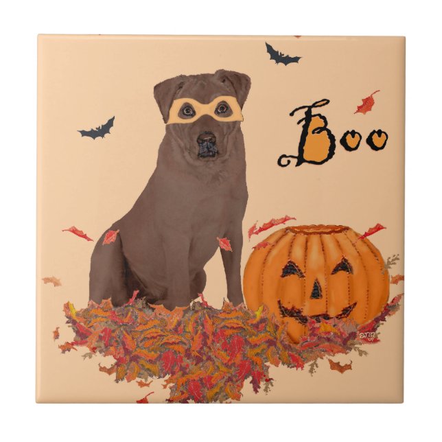 Chocolate Labrador Retriever Boo! Tile (Front)