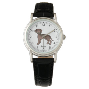 Chocolate Labrador Retriever Cartoon Dog & Name Watch