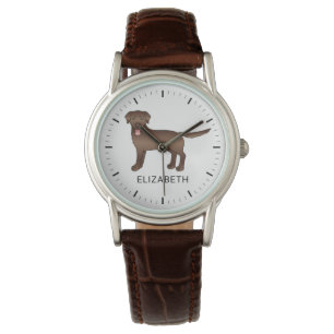 Chocolate Labrador Retriever Cartoon Dog & Name Watch