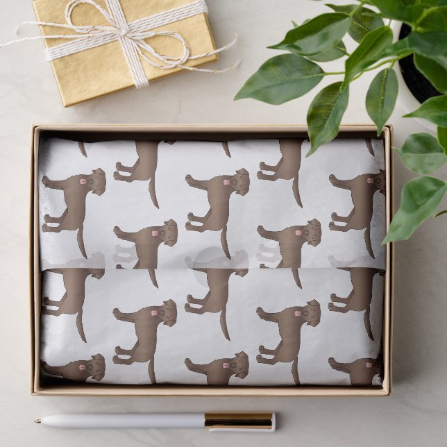 Chocolate Labrador Retriever Cartoon Dog Pattern Tissue Paper (Gift)