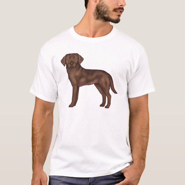 Chocolate Labrador Retriever Cartoon Lab Dog Art T-Shirt (Front)