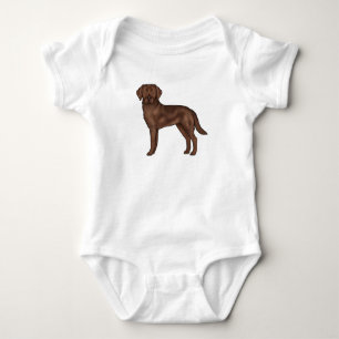 Chocolate Labrador Retriever Cartoon Lab Dog Pup Baby Bodysuit