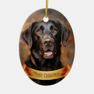 Chocolate Labrador Retriever  Ceramic Tree Decoration