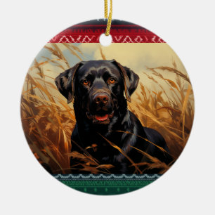 Chocolate Labrador Retriever Ceramic Tree Decoration