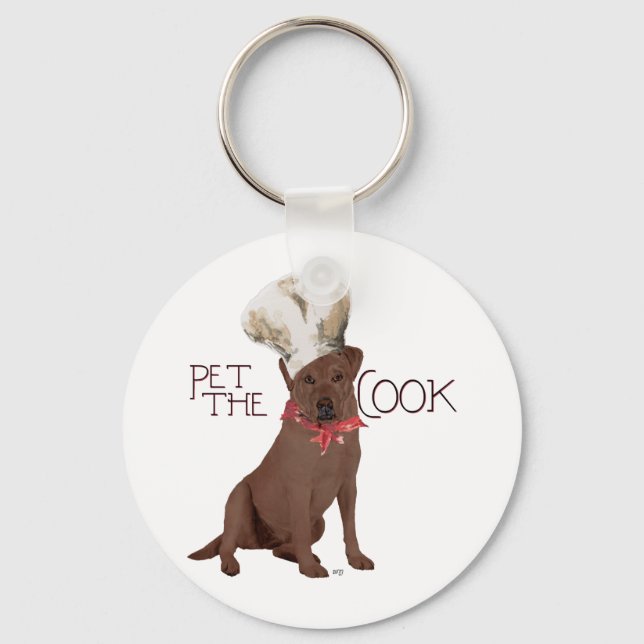 Chocolate Labrador Retriever Chef Key Ring (Front)