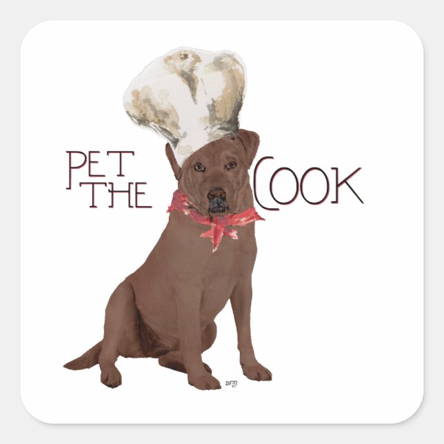 Chocolate Labrador Retriever Chef Square Sticker (Front)