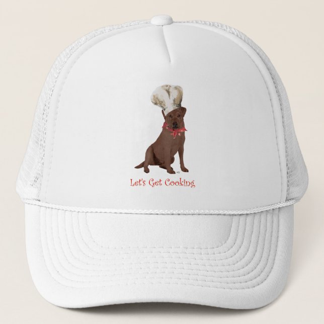 Chocolate Labrador Retriever Chef Trucker Hat (Front)