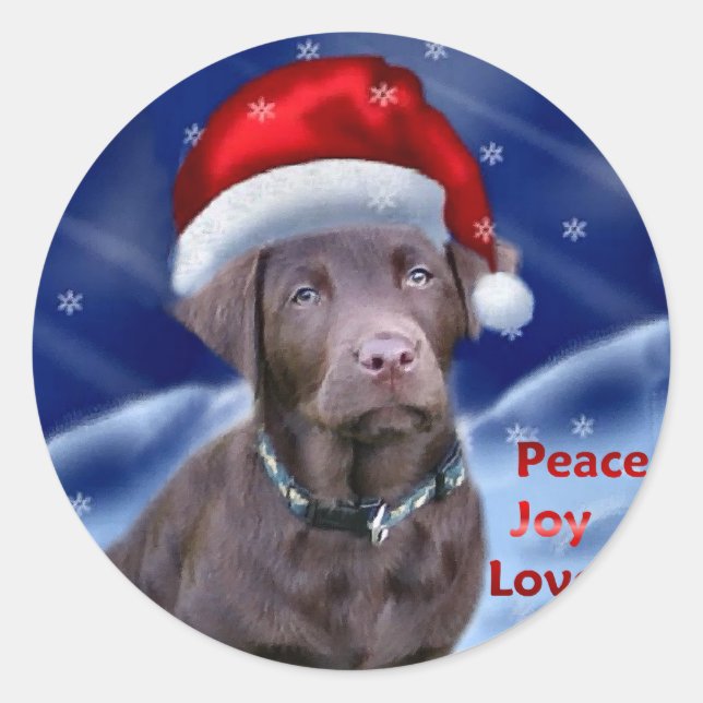 Chocolate Labrador Retriever Christmas Gifts Classic Round Sticker (Front)