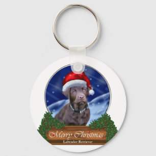 Chocolate Labrador Retriever Christmas Gifts Key Ring