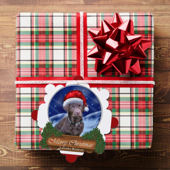 Chocolate Labrador Retriever Christmas Gifts Tree Decoration Card (Insitu (Gift))