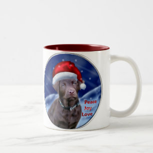 Chocolate Labrador Retriever Christmas Gifts Two-Tone Coffee Mug