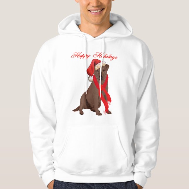 Chocolate Labrador Retriever Christmas Hoodie (Front)