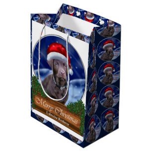 Chocolate Labrador Retriever Christmas Medium Gift Bag