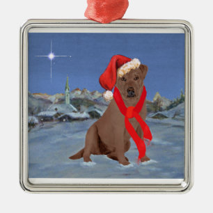 Chocolate Labrador Retriever Christmas Metal Tree Decoration