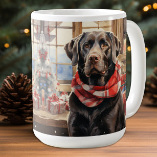 Chocolate Labrador Retriever Christmas Puppy Dog Coffee Mug