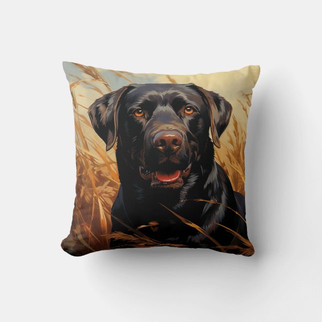 Chocolate Labrador Retriever Cushion (Front)