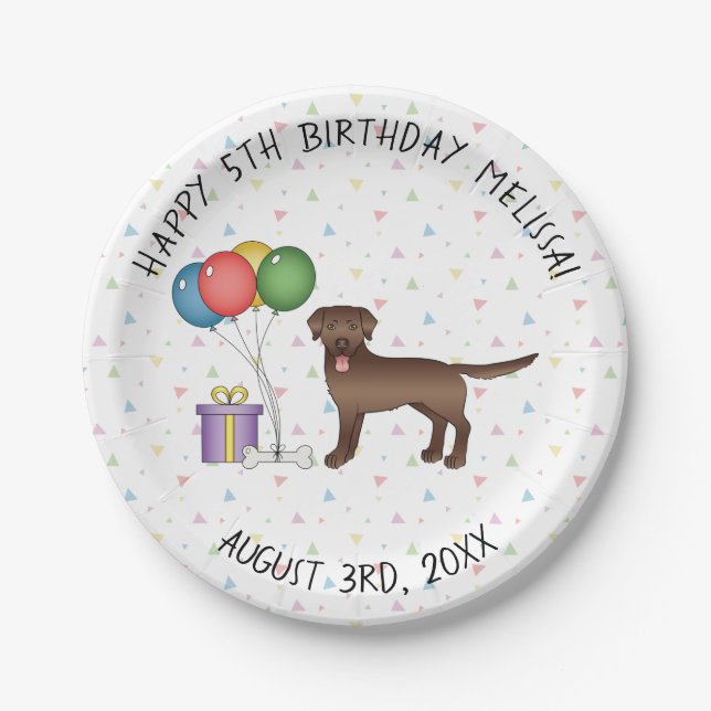 Chocolate Labrador Retriever Cute Dog - Birthday Paper Plate (Front)