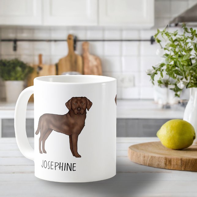 Chocolate Labrador Retriever Cute Lab Custom Name Coffee Mug (Creator Uploaded)