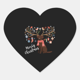Chocolate Labrador Retriever Dog Christmas Heart Sticker