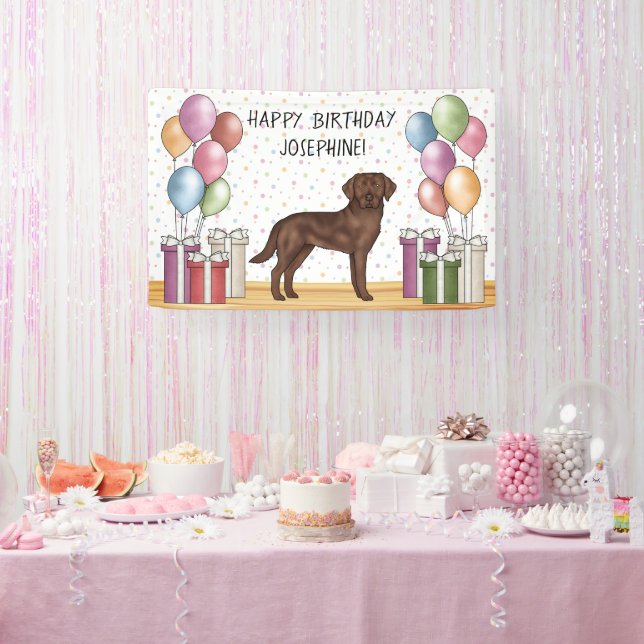 Chocolate Labrador Retriever Dog Colourful Birthda Banner (Party)