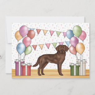 Chocolate Labrador Retriever Dog Colourful Birthda Invitation