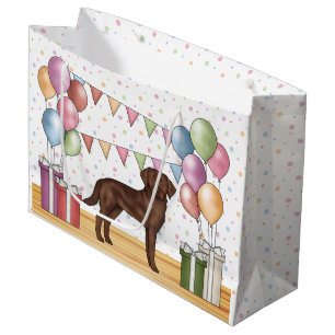 Chocolate Labrador Retriever Dog Colourful Birthda Large Gift Bag