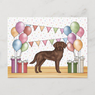 Chocolate Labrador Retriever Dog Colourful Birthda Postcard