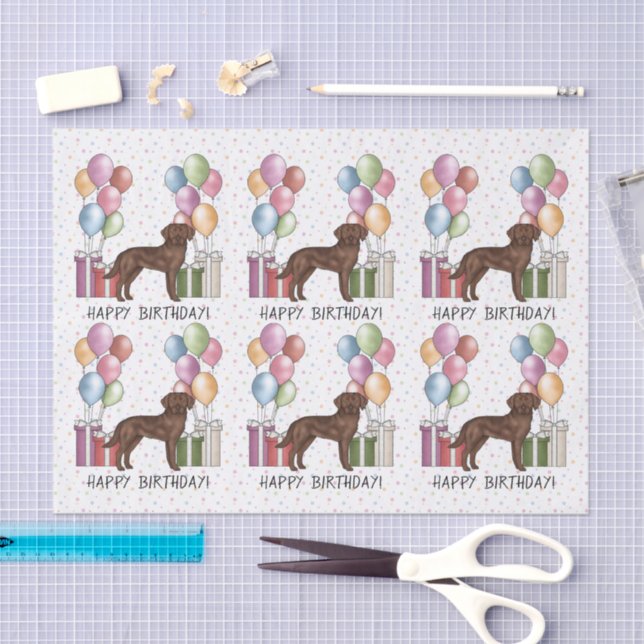 Chocolate Labrador Retriever Dog Colourful Birthda Tissue Paper (Craft)