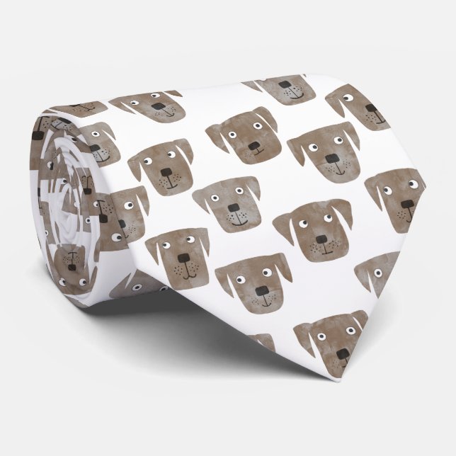 Chocolate Labrador Retriever Dog Cute Pattern Tie (Rolled)