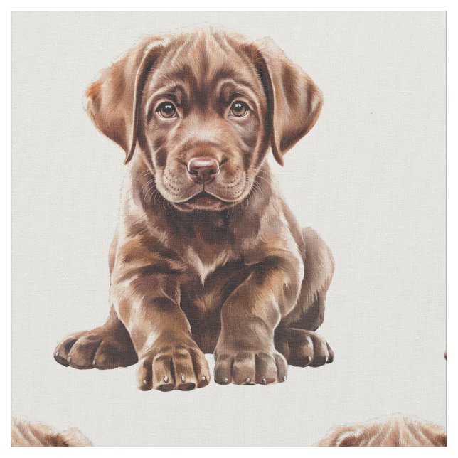 Chocolate Labrador Retriever Dog  Fabric (Close Up)