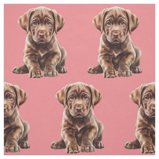 Chocolate Labrador Retriever Dog Fabric (Swatch)