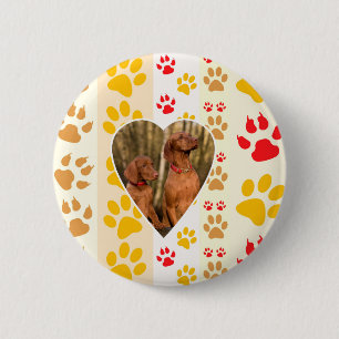 Chocolate Labrador Retriever  Dog Hearts Paw Print 6 Cm Round Badge