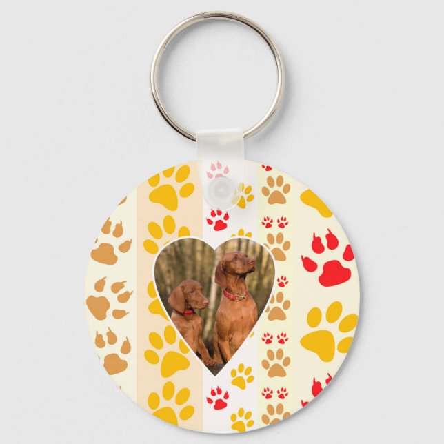 Chocolate Labrador Retriever  Dog Hearts Paw Print Key Ring (Front)