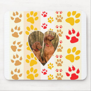 Chocolate Labrador Retriever Dog Hearts Paw Print Mouse Mat