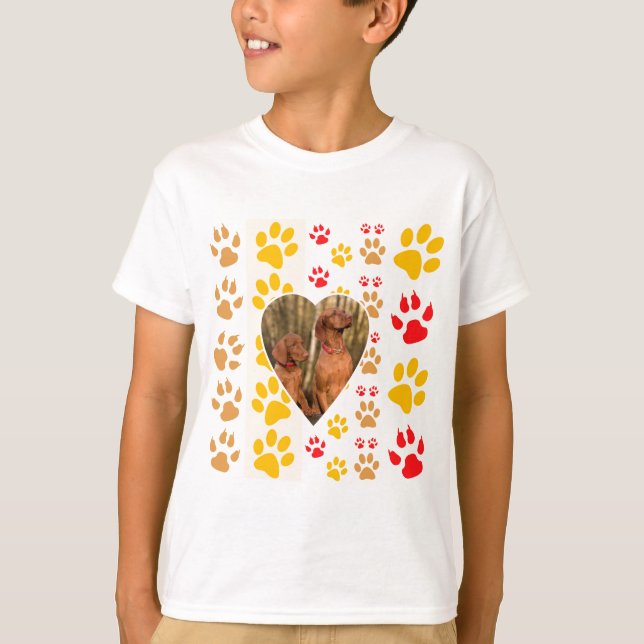 Chocolate Labrador Retriever  Dog Hearts Paw Print T-Shirt (Front)