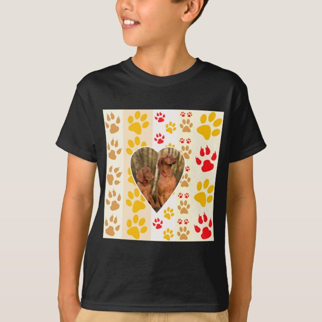 Chocolate Labrador Retriever  Dog Hearts Paw Print T-Shirt (Front)