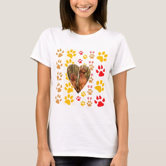 Chocolate Labrador Retriever  Dog Hearts Paw Print T-Shirt (Front)