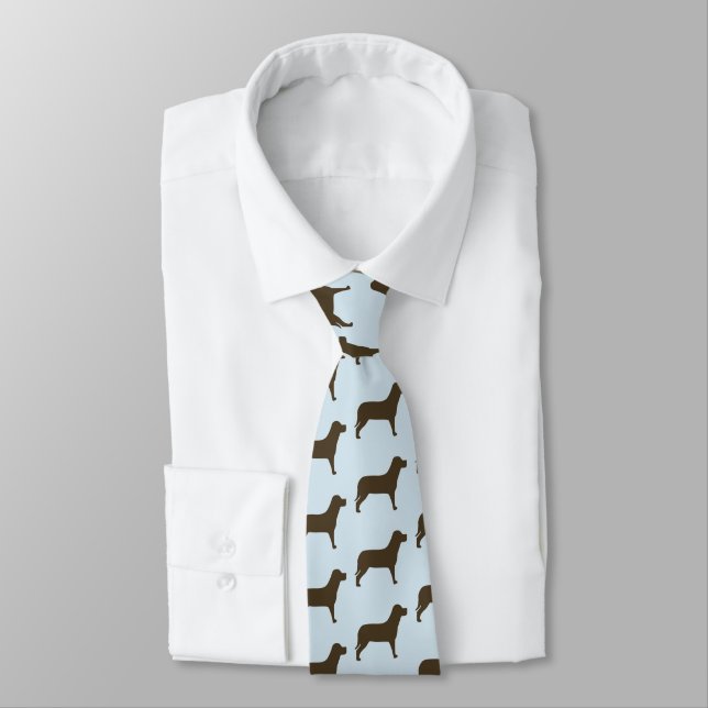 Chocolate Labrador Retriever Dog Pattern Tie (Tied)