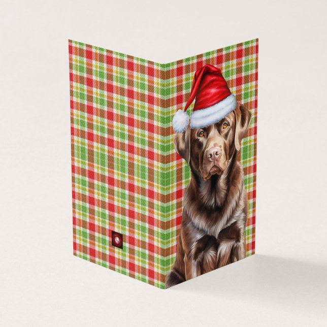 Chocolate Labrador Retriever Dog Plaid Holiday (Outside)