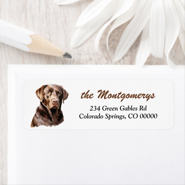 Chocolate Labrador Retriever Dog Return Address (Insitu)