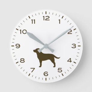 Chocolate Labrador Retriever Dog Silhouette Round Clock