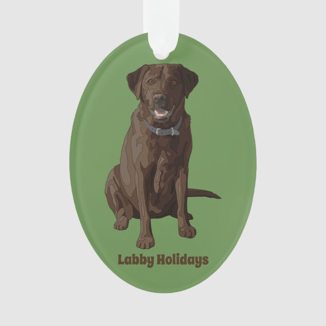 Chocolate Labrador Retriever Dog Sitting Ornament (Front)